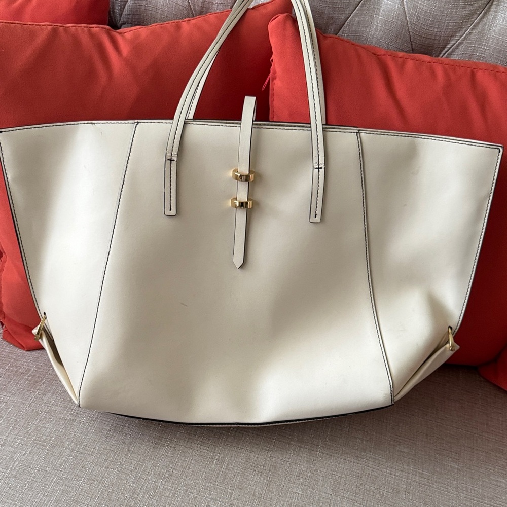 Zac Posen Ivory Tote with Gold Details